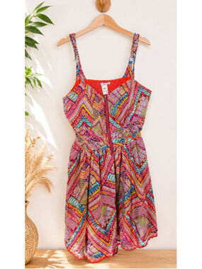 American Rag Cie Boho Geometric Sundress Front Zip Adjustable Straps dress 1X